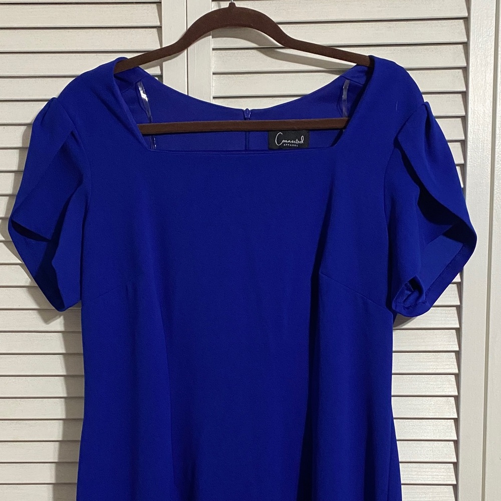 Connected Apparel Petal Sleeve Sheath Dress Royal Blue - Picture 2 of 8